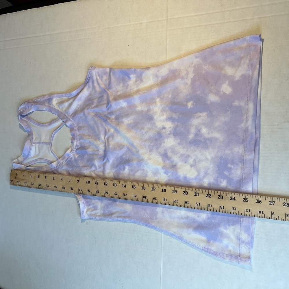 Athleta Sz Small Tie Dye Purple White Tank Racerback Open Back - Picture 5 of 6